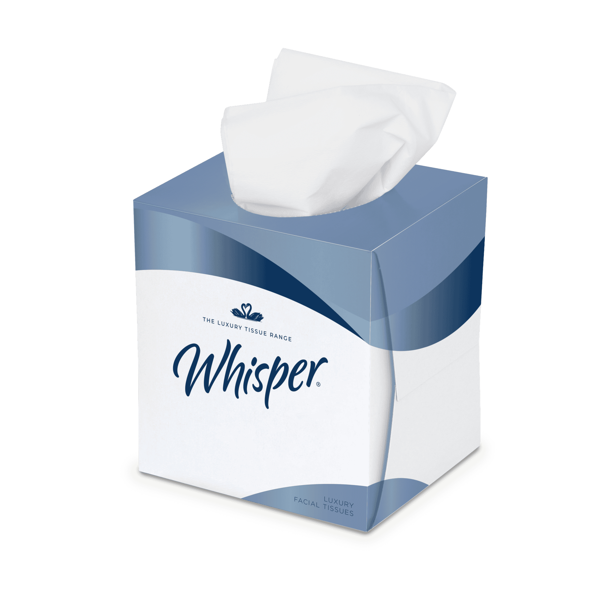 Whisper® FC2W24 White Cube of Facial Tissues 2 Ply - 68 Sheets per Case, Case of of 24