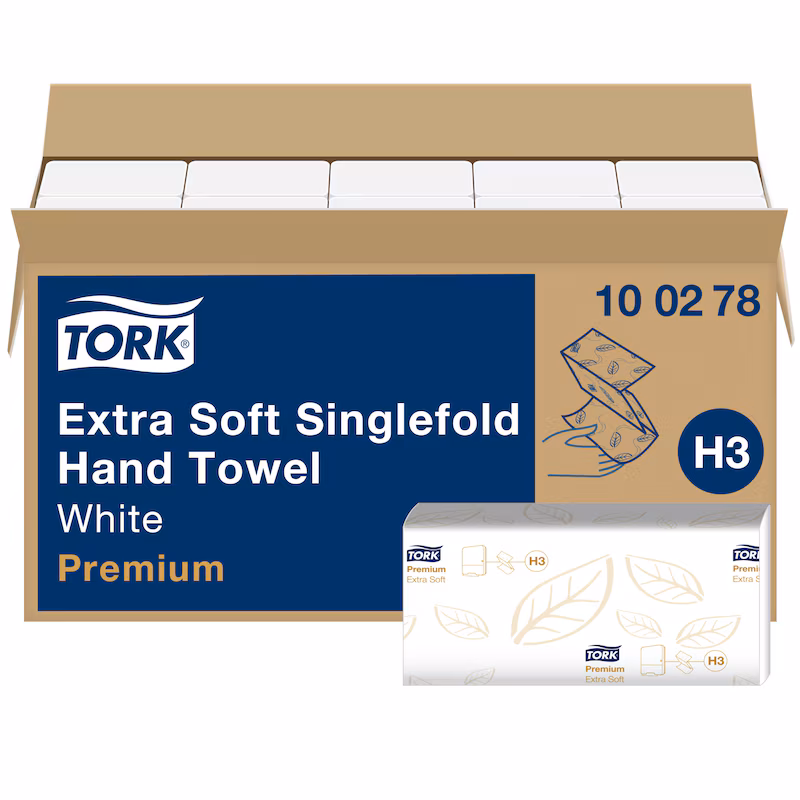 Tork® 100278 H3 Extra Soft Singlefold Hand Towel Premium - 2 Ply, Case of 3000