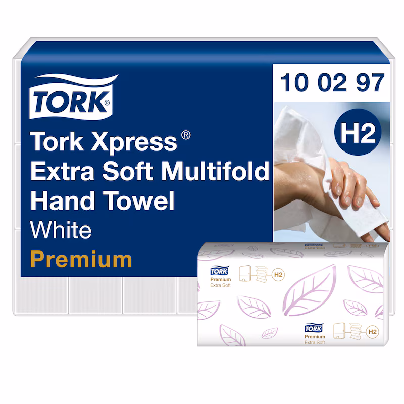 Tork Xpress® 100297 Extra Soft Multifold Hand Towel Premium - 2 Ply, 21 Packs x 100 Sheets (2,100 Total)