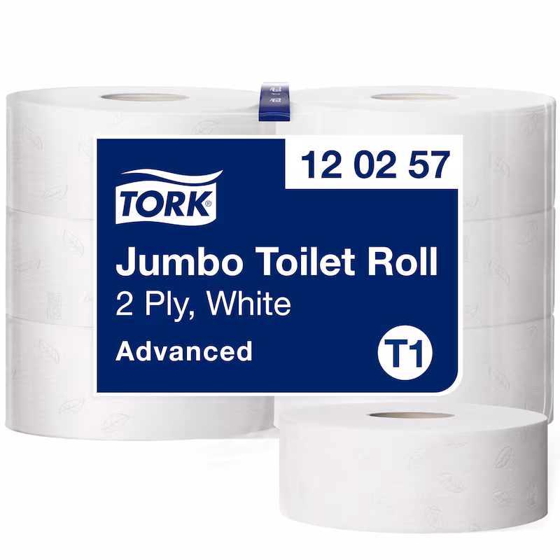 Tork® 120257 Jumbo Toilet Roll Advanced - 2 Ply, 1800 Sheets per Roll, Case of 6