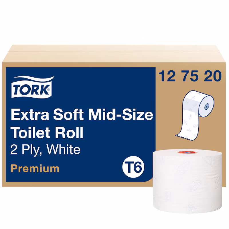 Tork® 127520 Soft Mid-Size Toilet Roll Premium - 2 Ply, 90m, Case of 27