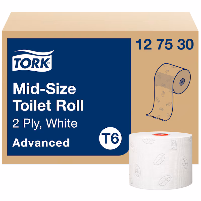 Tork® 127530 Mid-Size Toilet Roll Advanced - 2 Ply, 100m, Case of 27