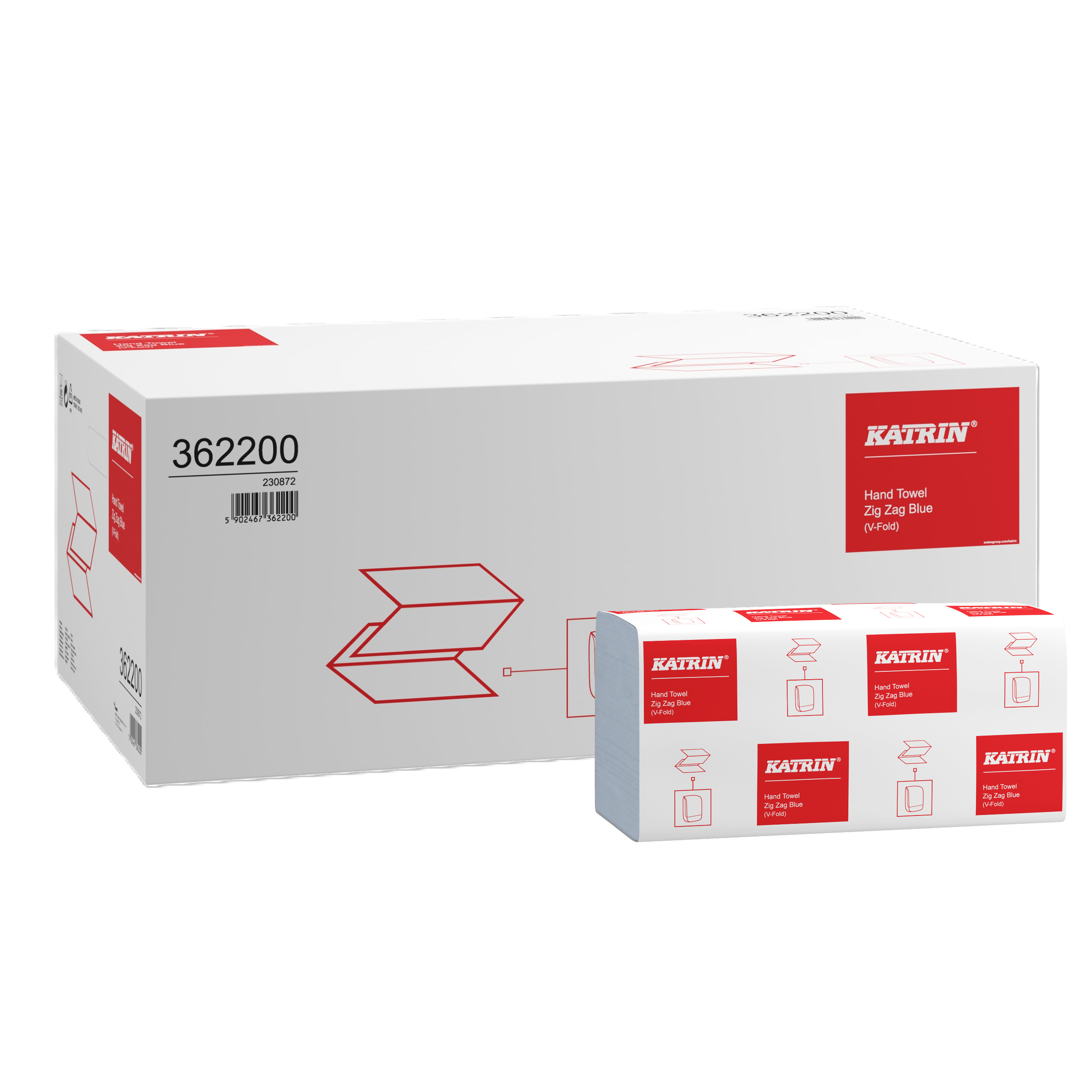 Katrin® 362200 Blue V-Fold Zig Zag Paper Towels– 1 Ply, Case of 5,000