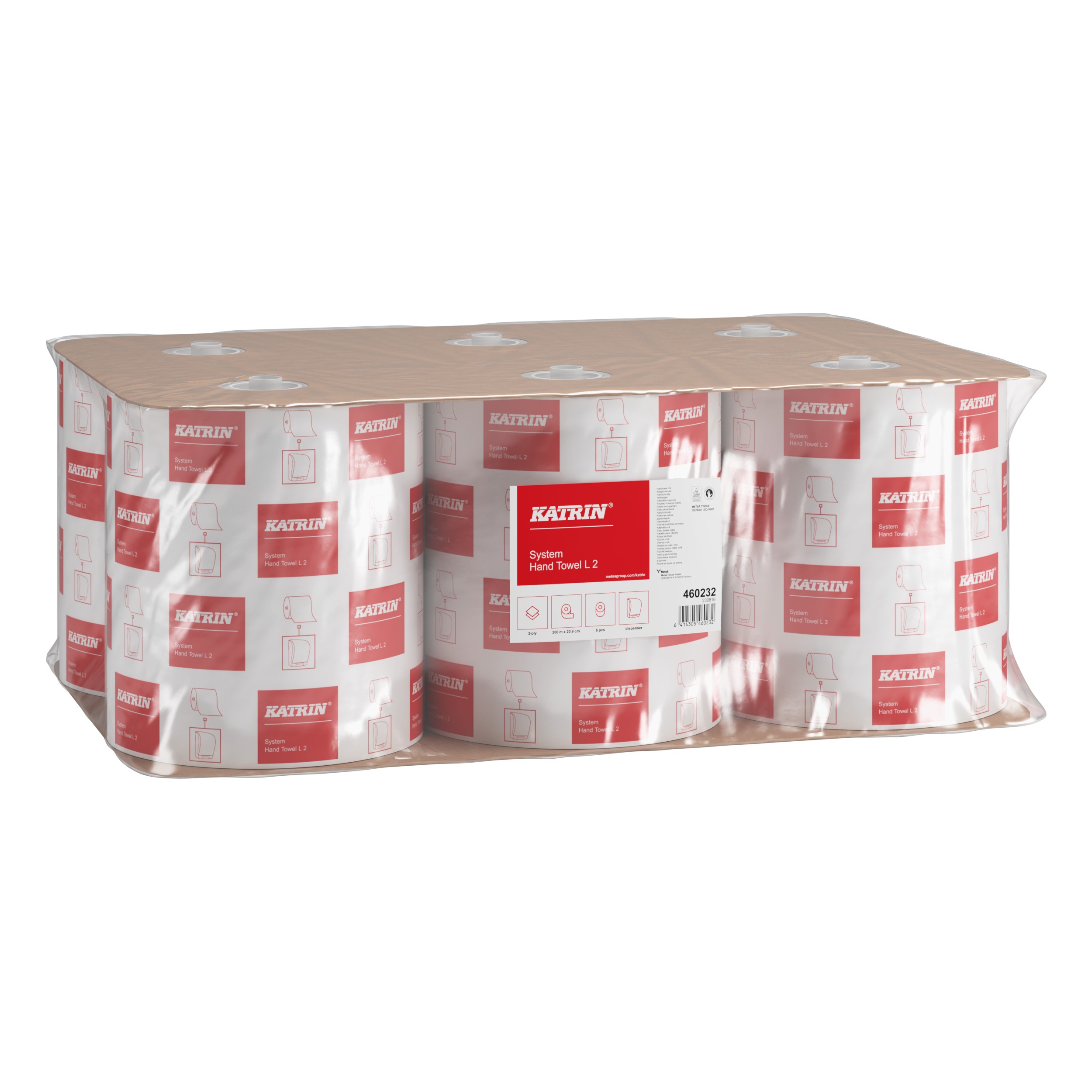 Katrin® 460232 Dispenser Paper Towel Roll System Large - 2 Ply 200m, Case of 6