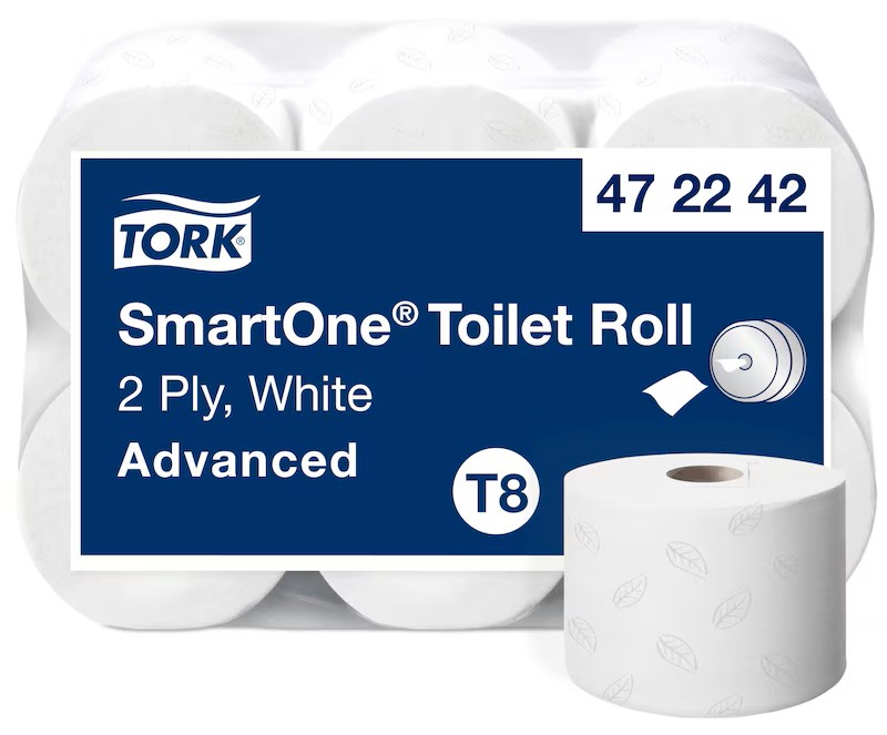 Tork 472242 SmartOne® Toilet Roll Advanced - 2 Ply, 1150 Sheets per Roll, Case of 6