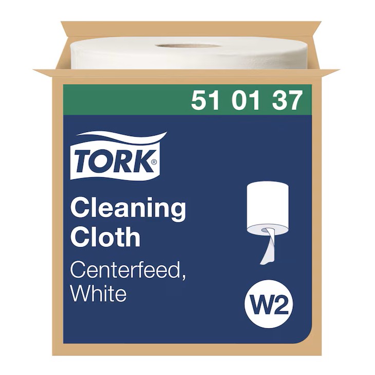Tork® 510137 White Cleaning Cloth Roll - 400 Sheets
