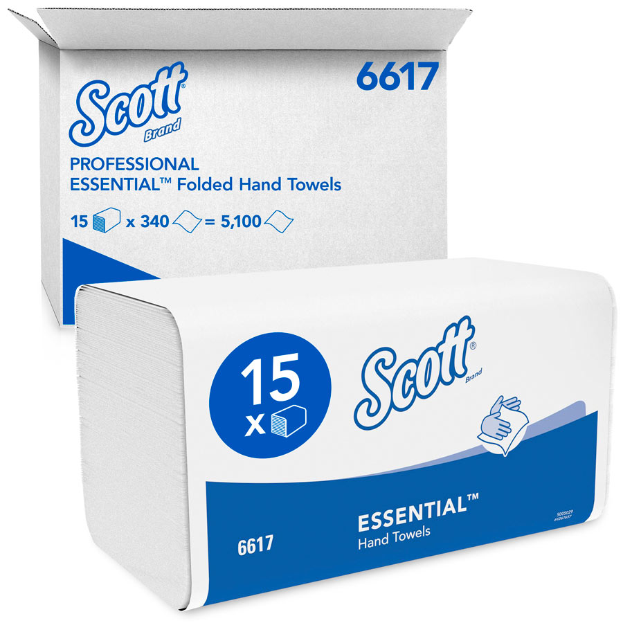 Scott® Essential™ 6617 Interfold V-Fold Hand Towels - 15 Packs x 340 Sheets (5,100 total)