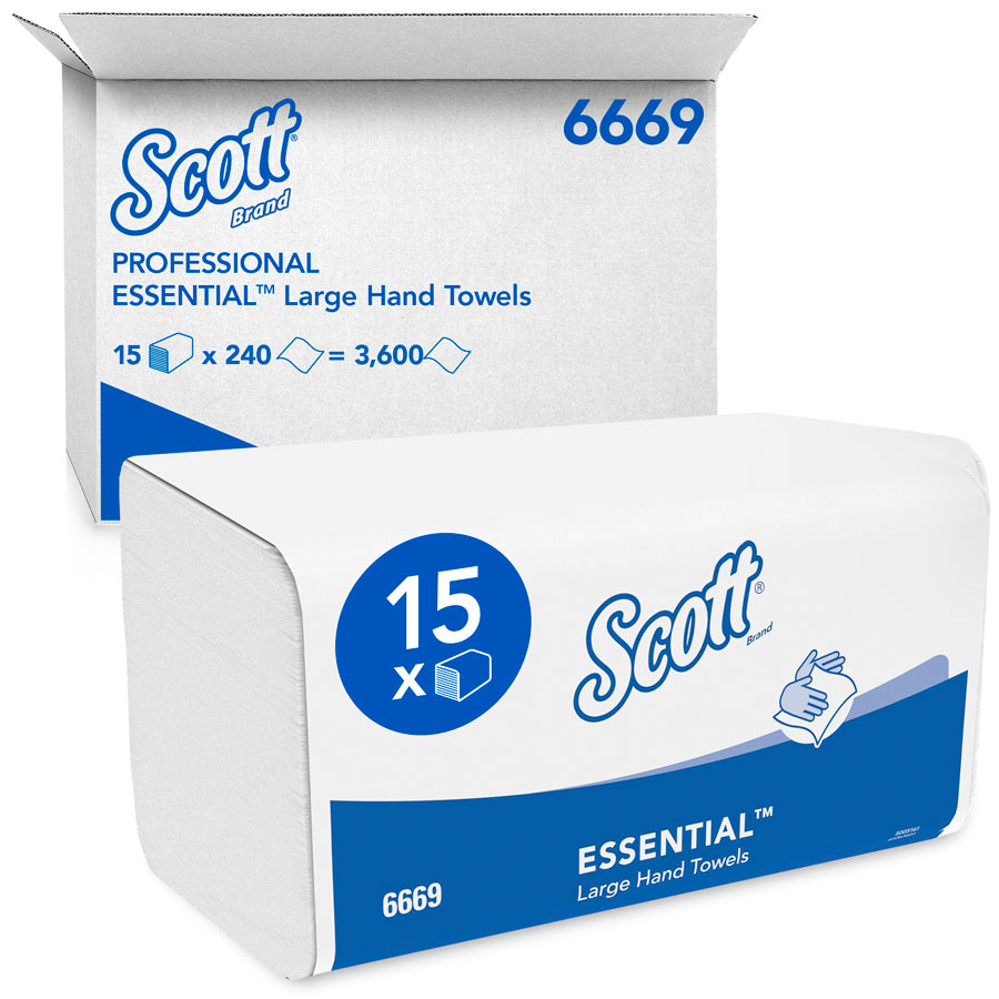 Scott® Control™ 6669 Large Multifold Z-Fold Hand Towels – 1 Ply, 15 Packs x 240 Sheets (3,600 total)