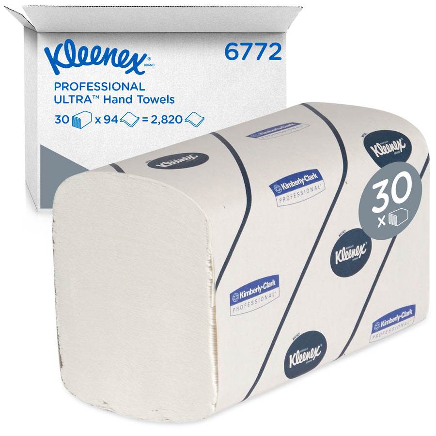 Kleenex® Ultra™ 6772 Interfolded Hand Towels - 2 Ply, 30 packs x 94 Sheets (2,820 total)