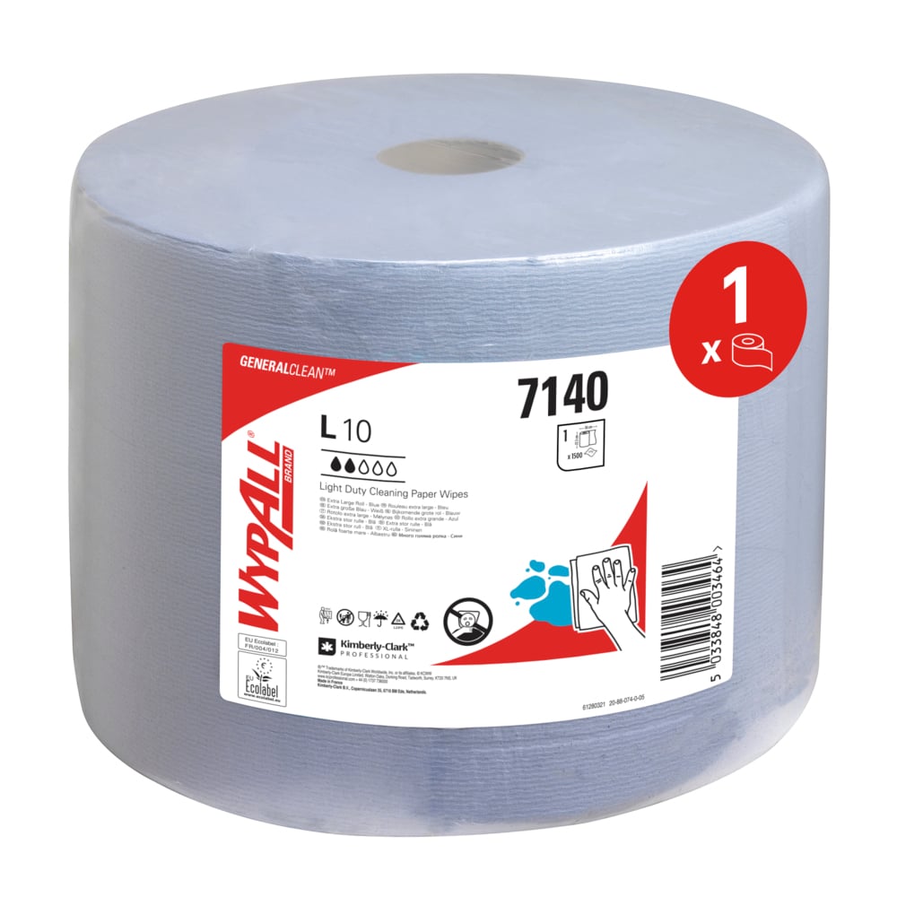WypAll® 7140 L10 Extra Wiper Roll - Large Blue Roll - 1 x 1,500 Paper Wipers