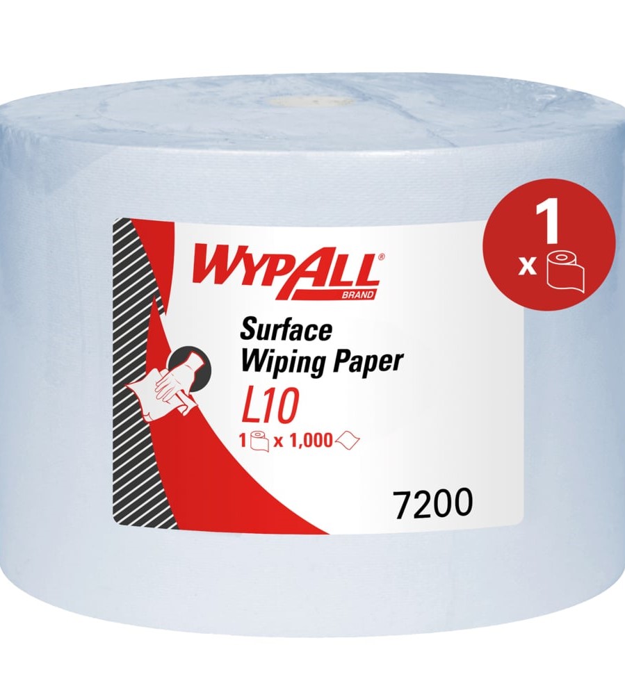 WypAll® 7200 L10 Surface Wiping Paper - Jumbo Roll Blue - 1,000 Paper Wipes