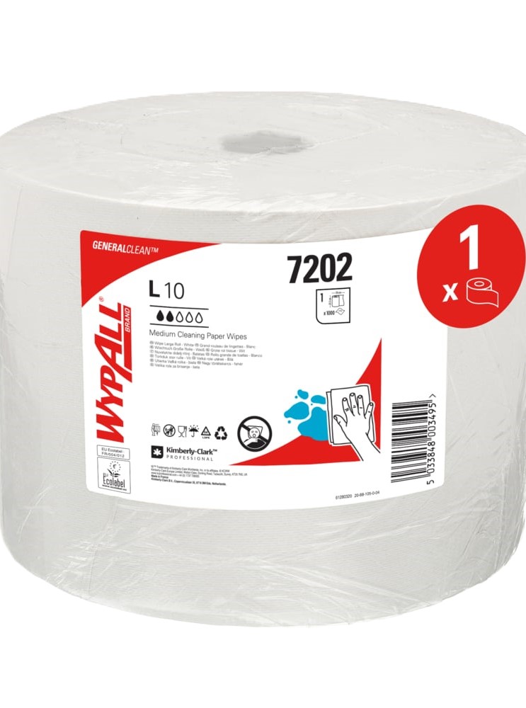 WypAll® 7202 L10 Surface Wiping Paper - Jumbo Roll White - 1,000 Paper Wipes