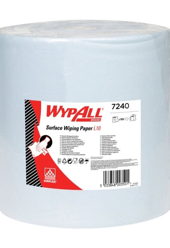WypAll® 7240 L10 Surface Jumbo Xtra Wide Wiper Blue Roll - 1 Ply, 1,000 Paper Wipers