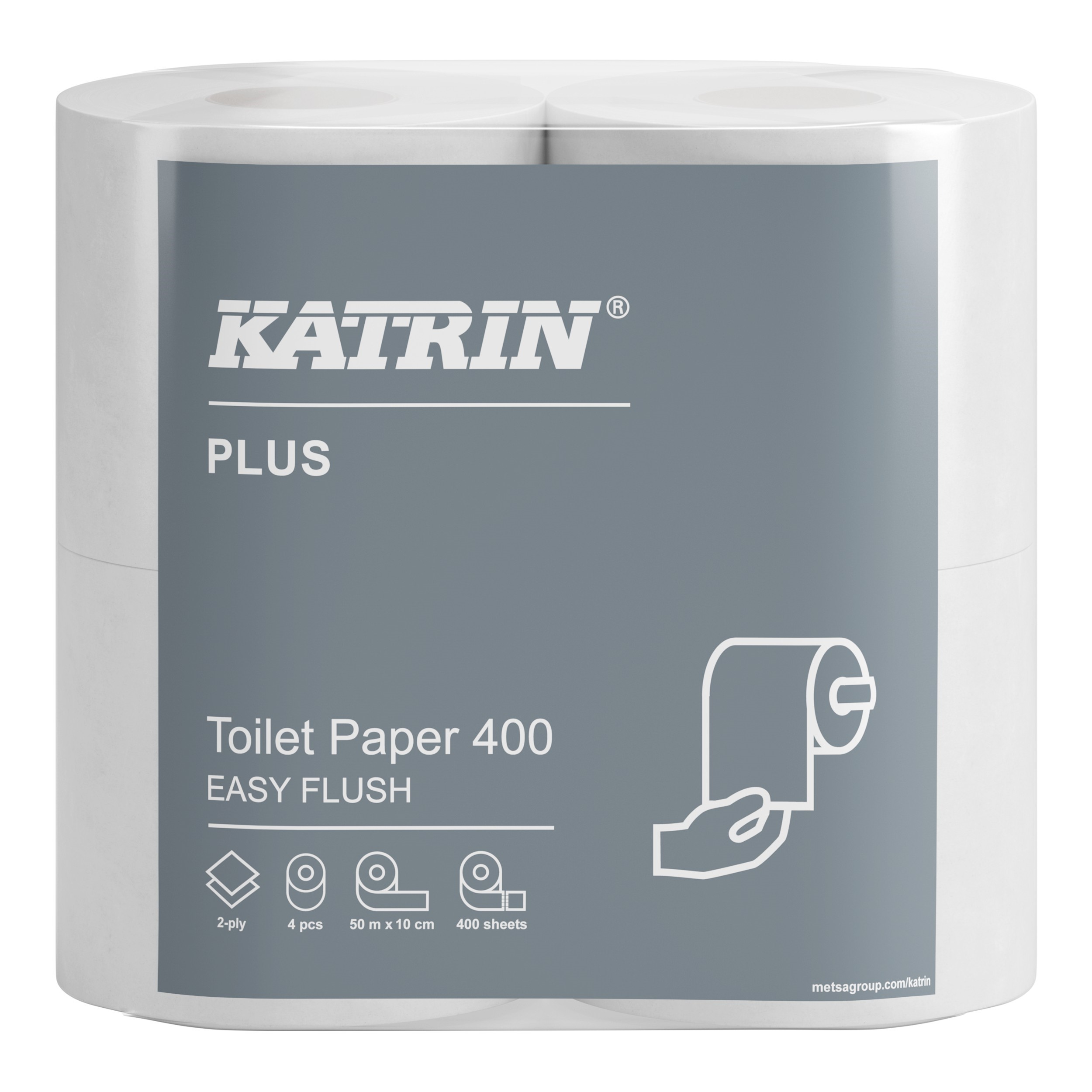 Katrin Plus 82506 Toilet Paper Roll EasyFlush - 2 Ply. 400 Sheets per Roll, Case of 20