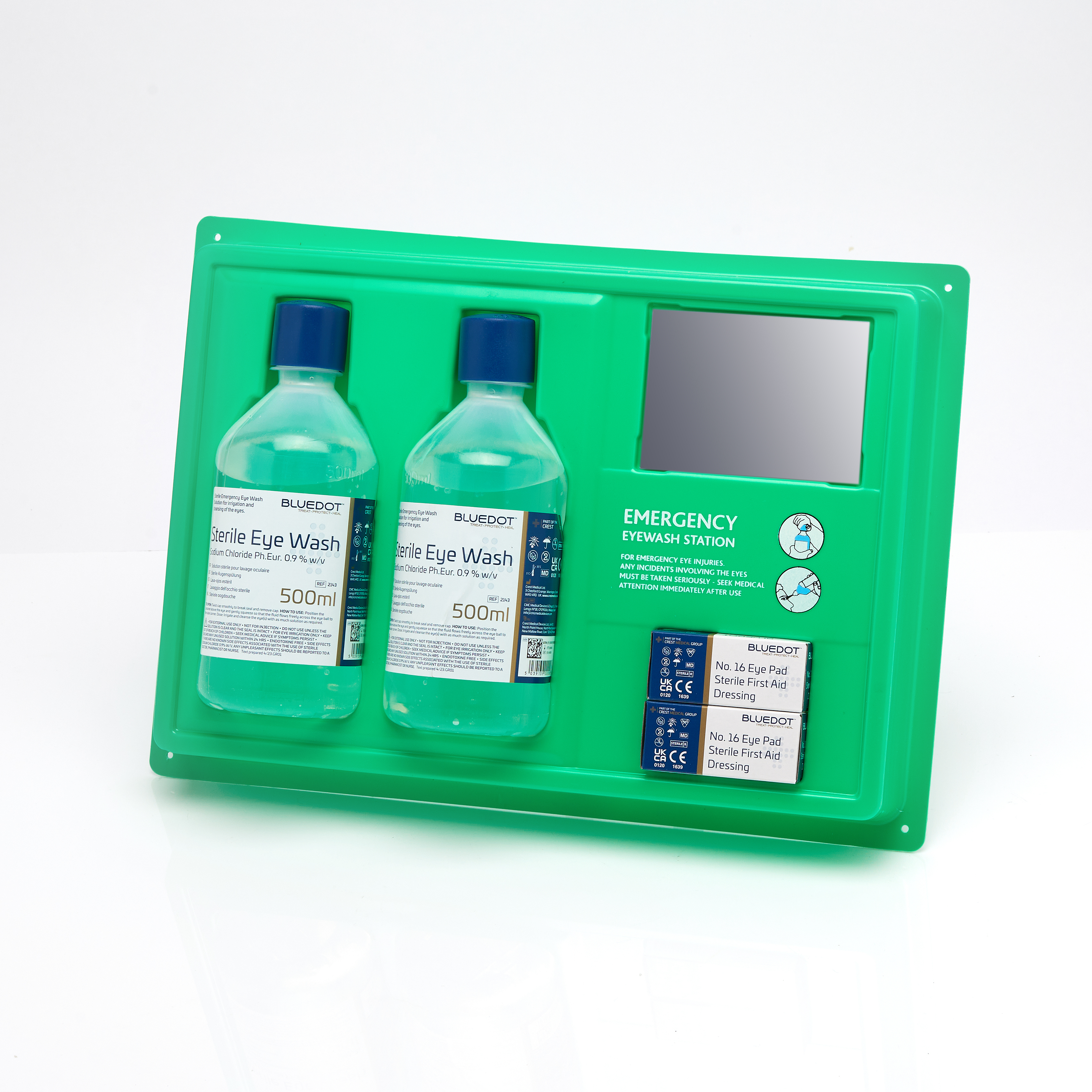 Quick Check Complete Eye Wash Station - Includes 2 x 500ml Eye Wash Bottles and Dressings