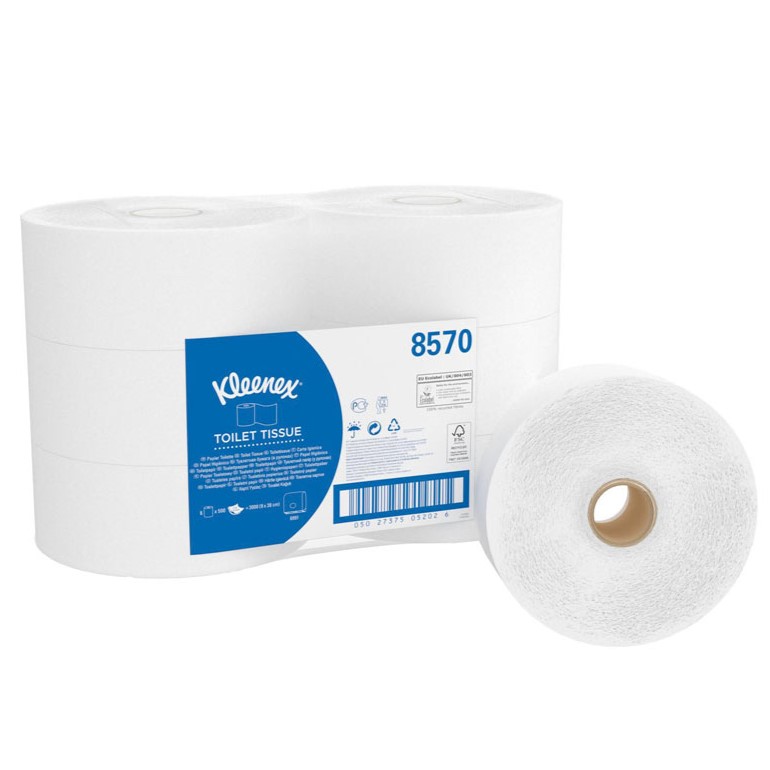 Kleenex® 8570 Jumbo Roll Toilet Tissue 8570 - 2 Ply, 500 Sheets per Roll, Case of 6