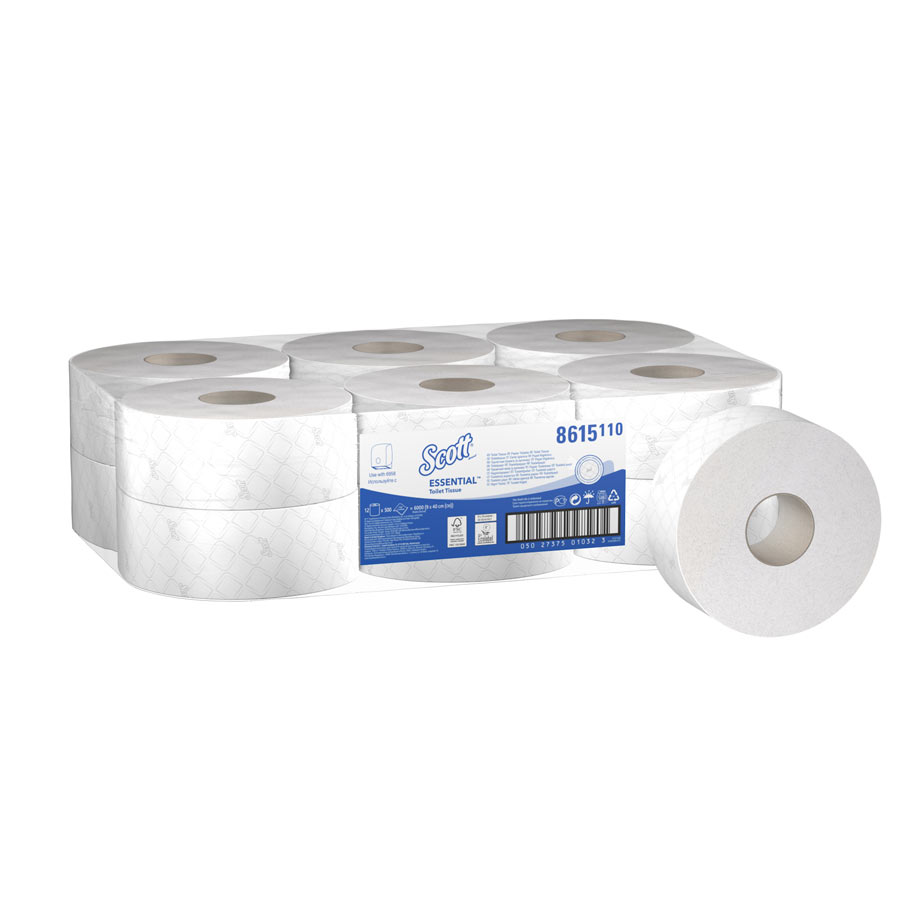 Scott® Essential™ 8615 Jumbo Roll Toilet Tissue - 2 Ply, 2.25