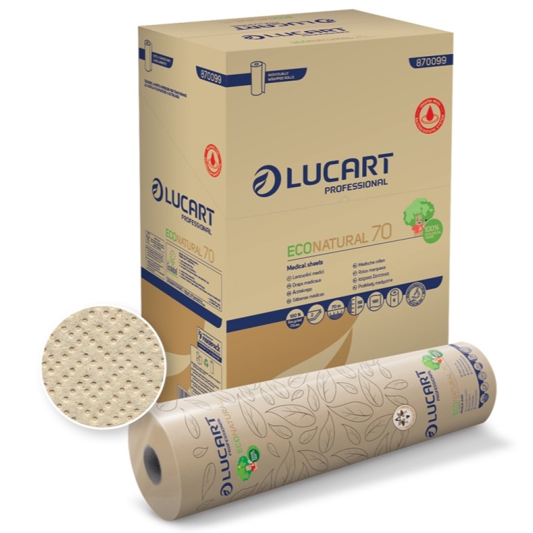 Lucart Professional 870099 EcoNatural 70 – 2-Ply Couch & Hygiene Roll 70m – Case of 6