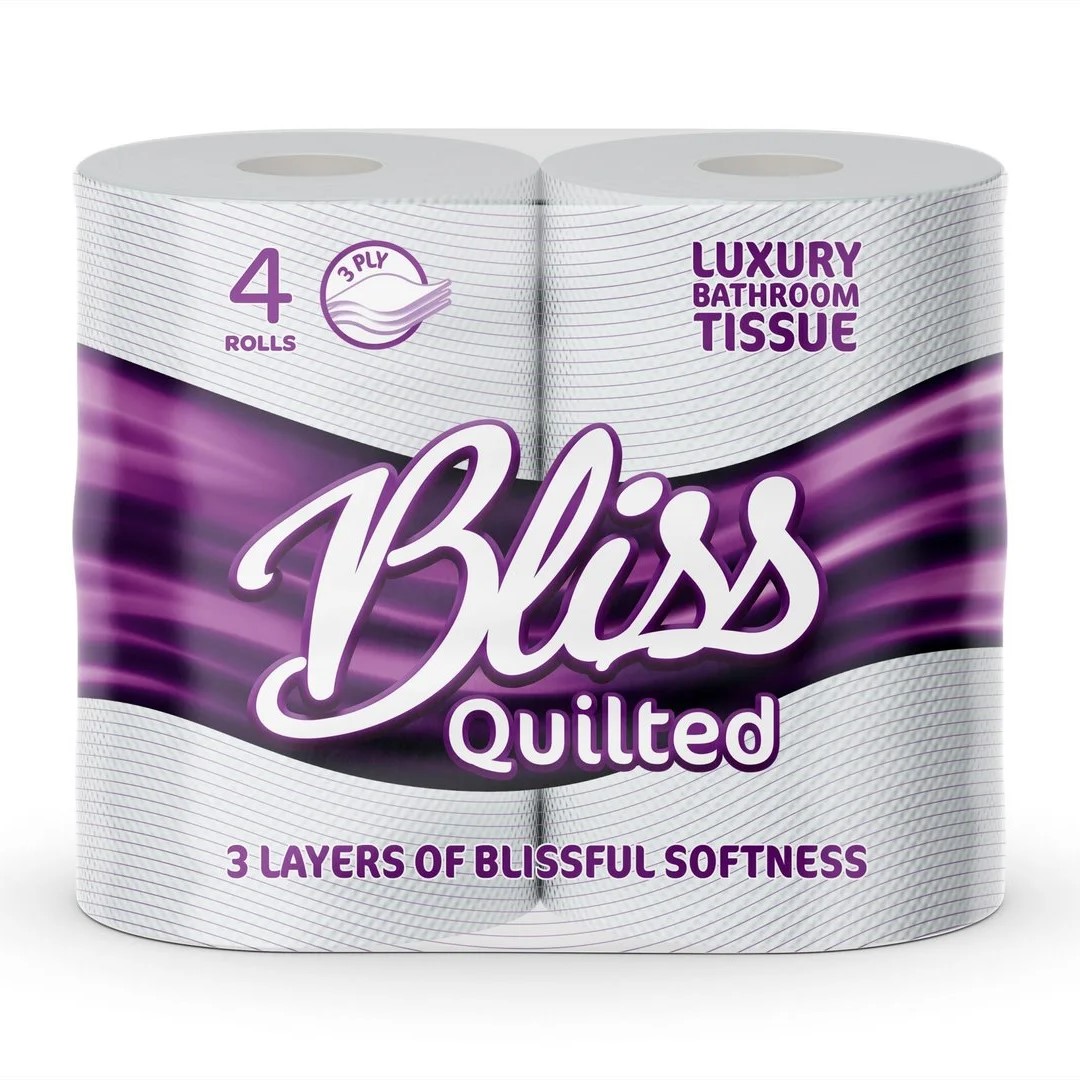 Bliss BTQ3PLY4PK Triple Quilted Luxury Toilet Roll - 3 Ply, 175 Sheets per Roll, Case of 40