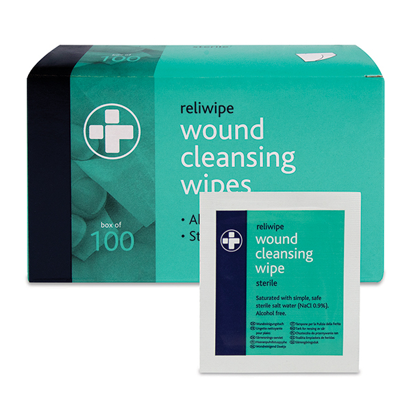 Reliwipe Sterile Wound Cleansing Saline Wipes - Box of 100