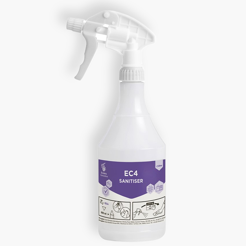 Evans Vanodine EC4 Sanitiser e:dose Empty Trigger Spray Bottle - Case of 6 x 1L