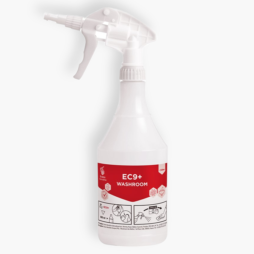 Evans Vanodine EC9+ Washroom e:dose Empty Trigger Spray Bottle - Case of 6 x 1L