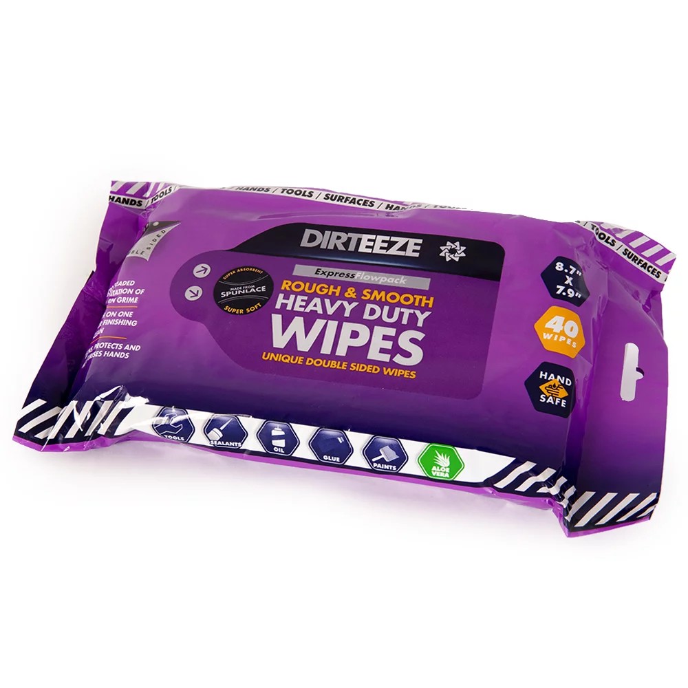 Dirteeze Rough & Smooth Trade Wipes – 40 Sheet Flow Pack – Case of 16