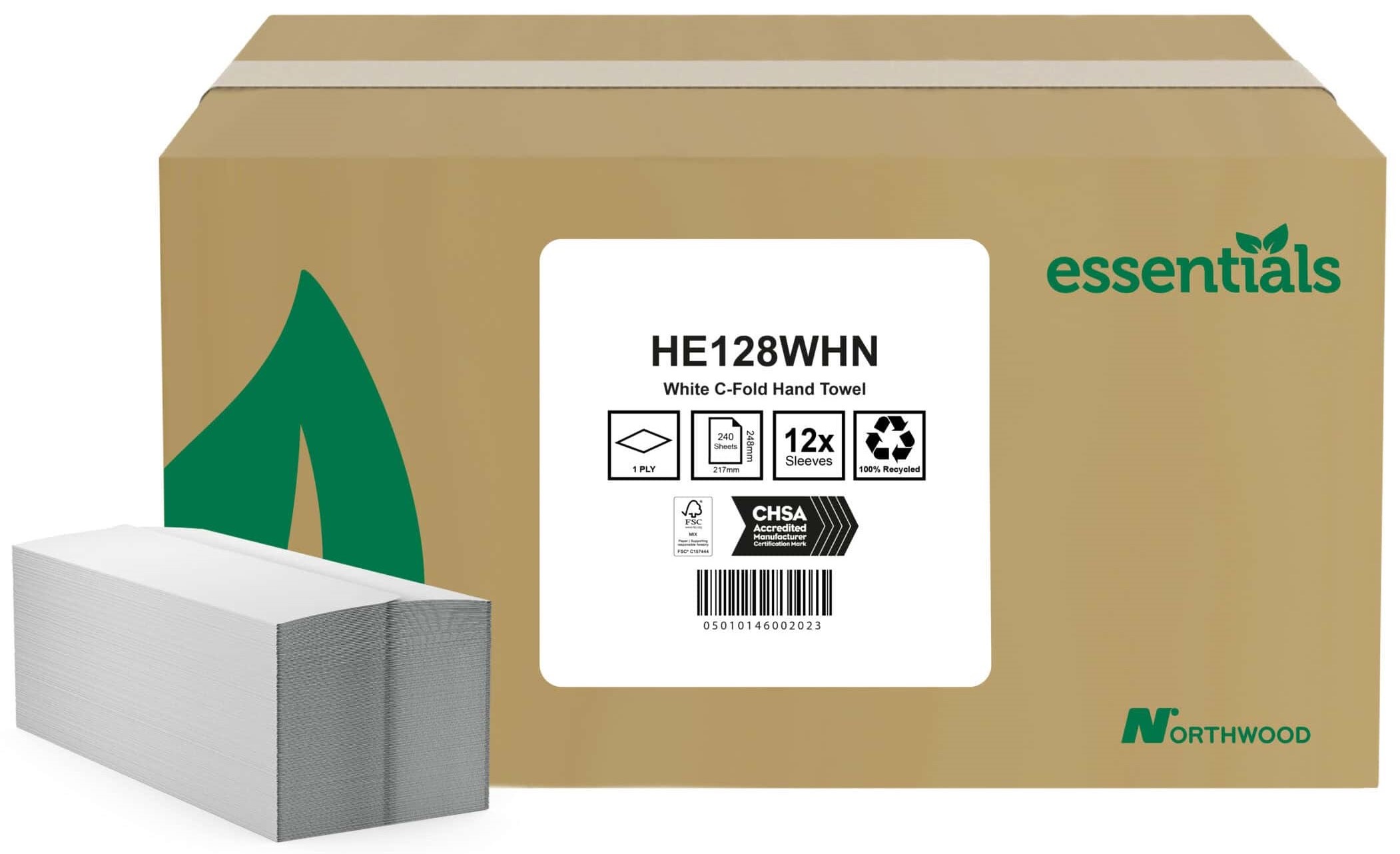 Standard White C-Fold Hand Towel - 1 Ply, 15 packs x 192 Sheets (2,880 Total)