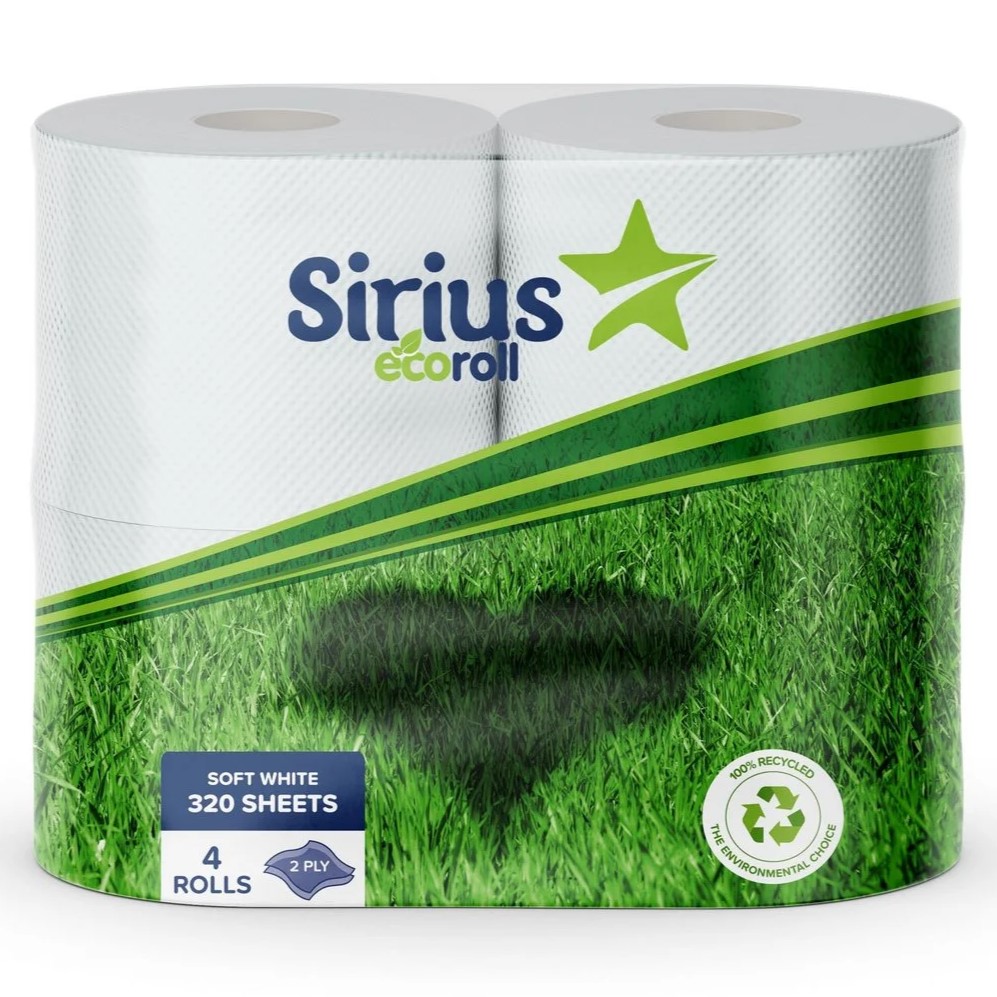 Sirius Ecoroll TR320ECO Recycled Household Toilet Roll - 2 Ply, 320 Sheets per Roll, Case of 36