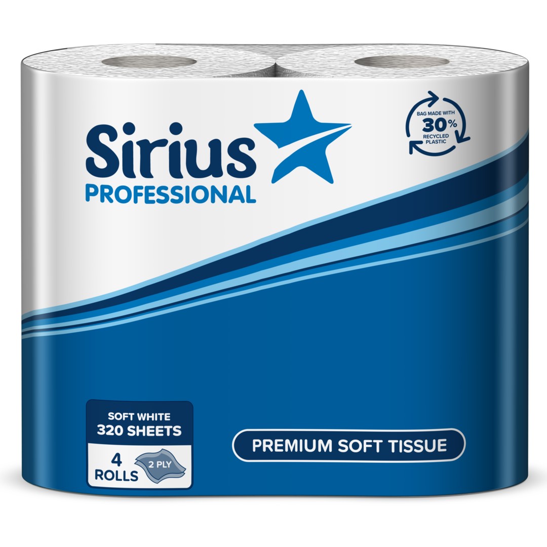 Sirius Professional TR320SRS Economy Household Toilet Roll - 2 Ply, 320 Sheets per Roll, Case of 36